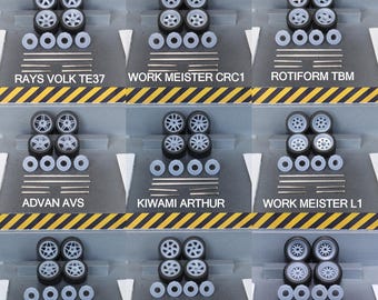 1:64 Wheels + Discs + Tires + Axle kit - Hot Wheels Custom Diorama 1/64 3D Printed - UK SELLER
