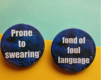 Sweary Badge Set - Funny Adult Humor Keyring, Magnet, Mirror
