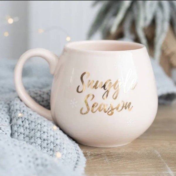 Snuggle season rose pink Christmas Xmas winter cute mug home decor kitchenware gift for her coffee hot chocolate tea popular best seller