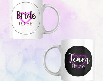 Bride to be/team bride mugs hen bachelorette party wedding marriage fun keepsake favours classy popular best seller cute love happy