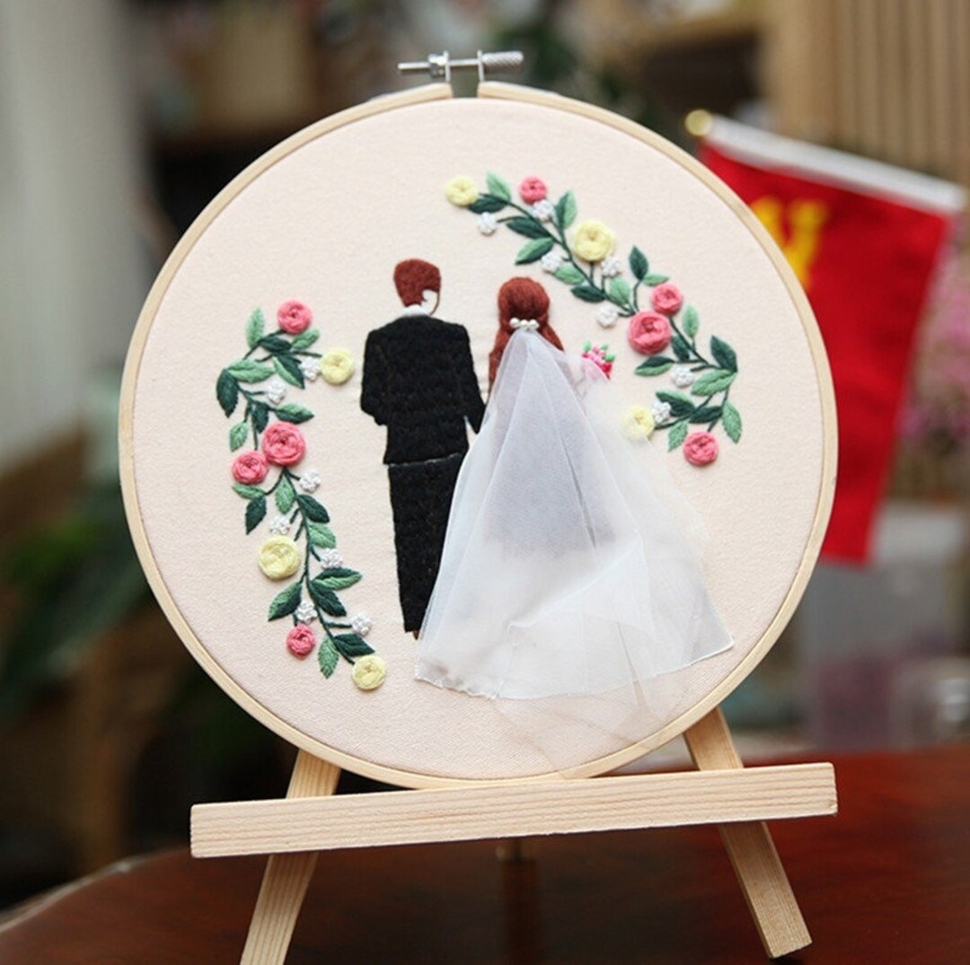 Wedding Embroidery Kit for Bride and Groom, Anniversary or Wedding Gift