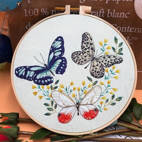 Embroidery Starters Kit with Butterfly Pattern for Beginners