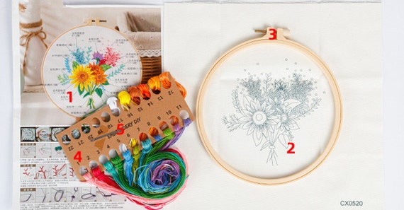  CHGAUDAP 4 Pack Flower Embroidery Kit for Beginners