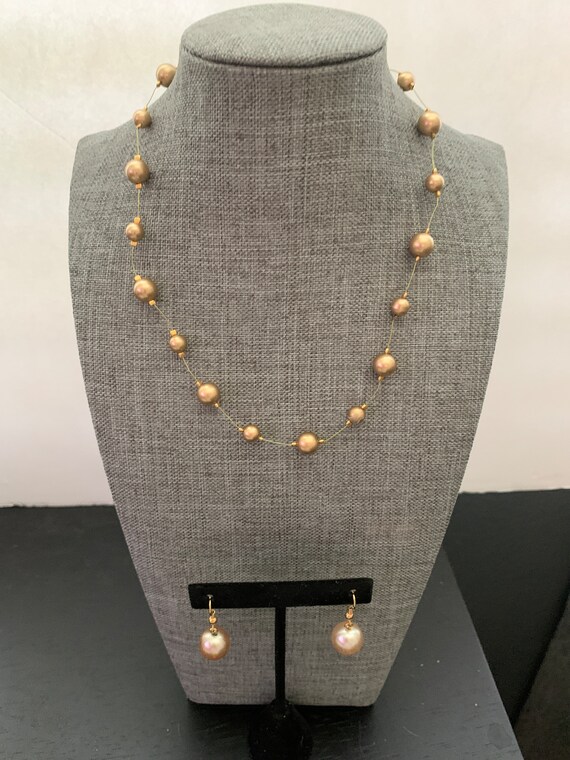 Carolee Gold Pearl Necklace with Earrings