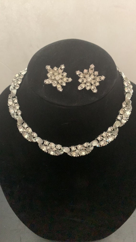 Lisner rhinestone choker necklace with Bogoff earr