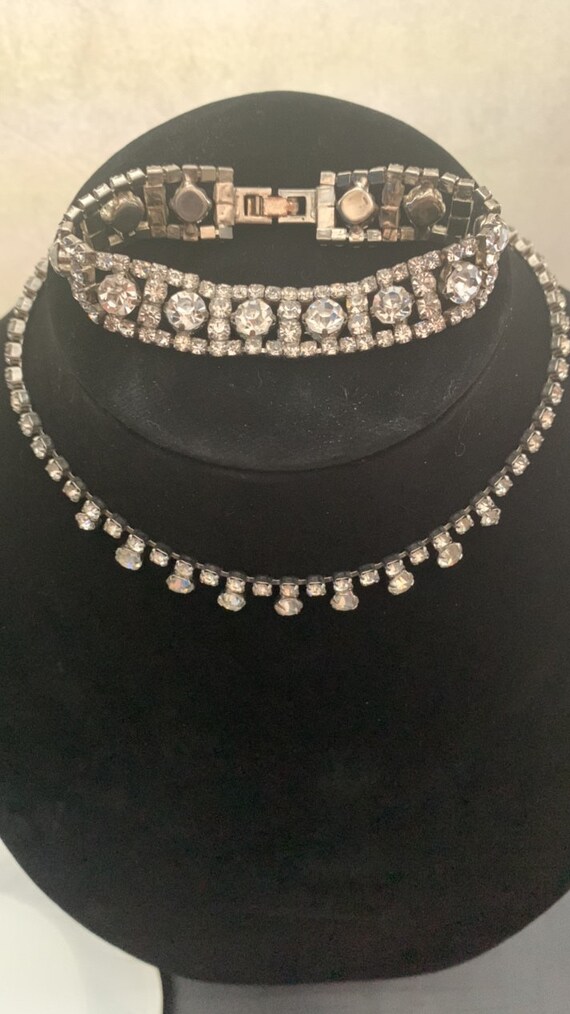 Rhinestone Necklace and Bracelet Set