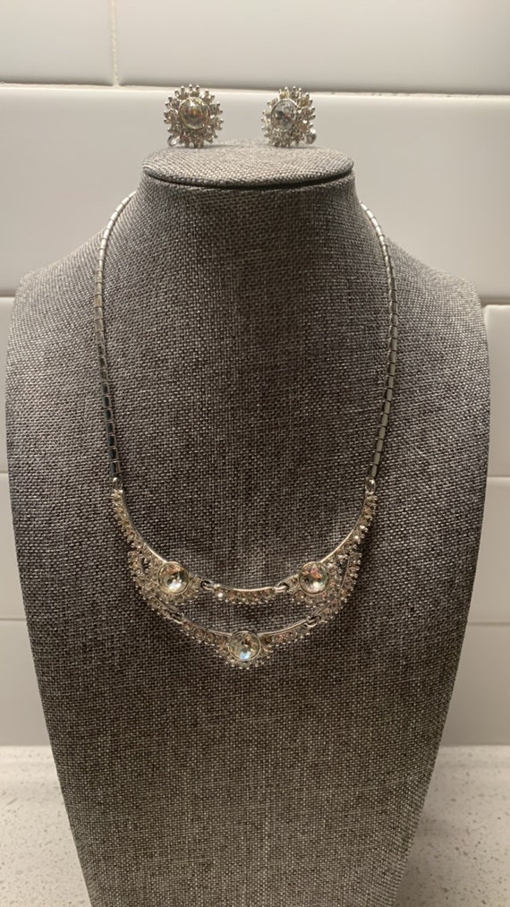 Bogoff Sparkly Clear Rhinestone Vintage Necklace a