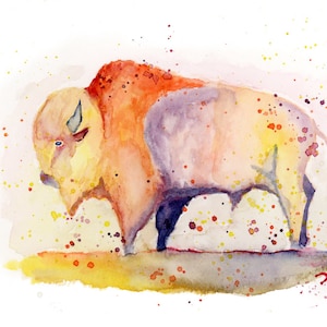 Watercolor Bison Painting, Buffalo Art Print