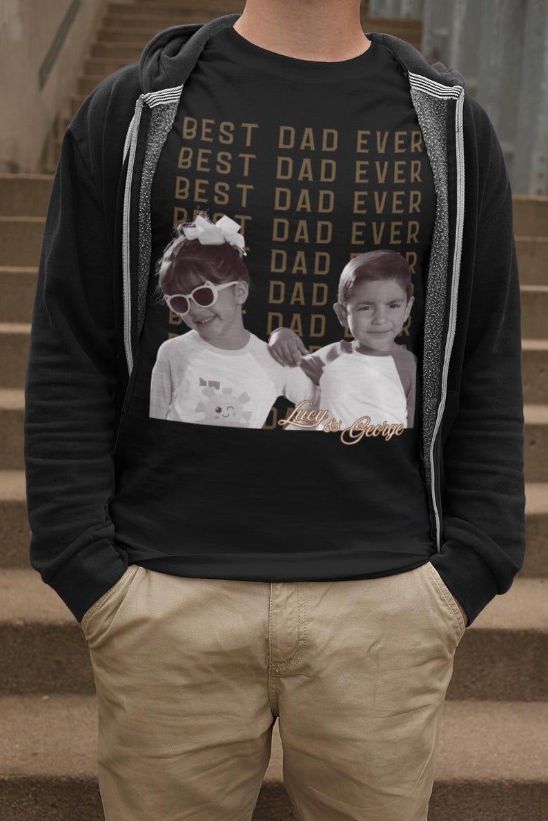 Best Dad Ever Photo Shirt, Personalized Father's Day Gift, Photo Dad Shirt, Vintage Dad Shirt, Custom Dad Tee, Dad Graphic Tee Black