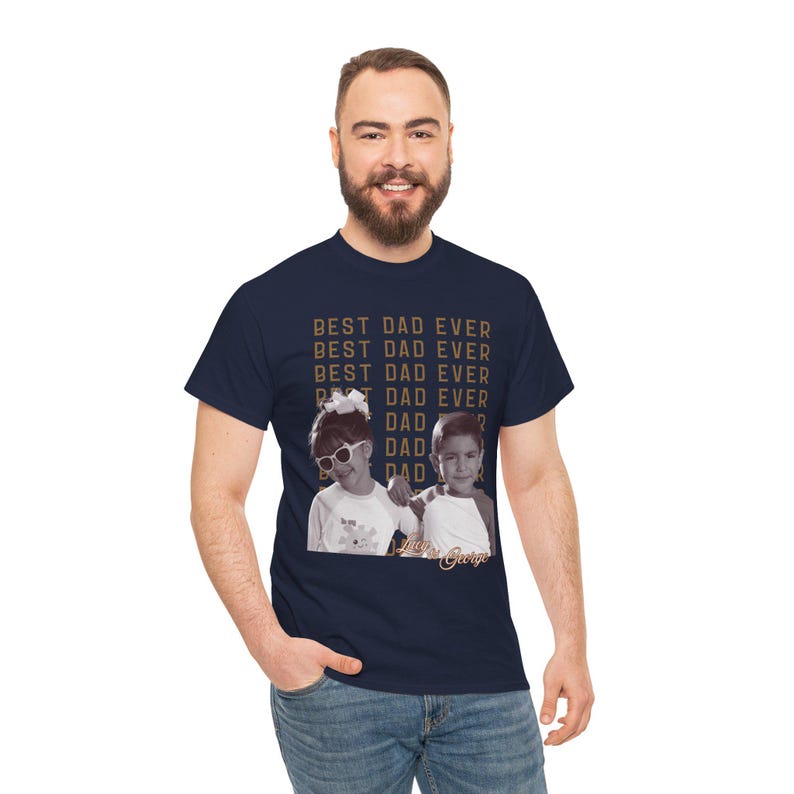 Best Dad Ever Photo Shirt, Personalized Father's Day Gift, Photo Dad Shirt, Vintage Dad Shirt, Custom Dad Tee, Dad Graphic Tee Navy