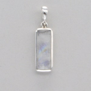 Sterling Silver - Fyrkantig / Rektangel Månstenshänge - 925 Sterling Silver - Pendel Pierre de Lune en argent sterling