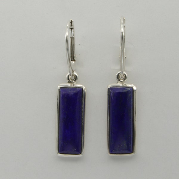 925 Sterling Silver Handmade Lapis Lazuli Dangle Earrings - Natural Gemstone, Nickel-Free