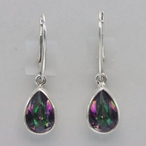 thumbnail image 2 of 18K Yellow Gold Filled Green Mystic Topaz Teardrop Dangle Earrings – Leverback 2 of 4