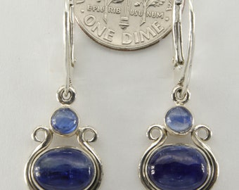 Boucles D'oreilles En Argent Sterling 925 Avec Cyanite Naturelle 5x3mm Ovale - Clous - Neuf Sans Boîte