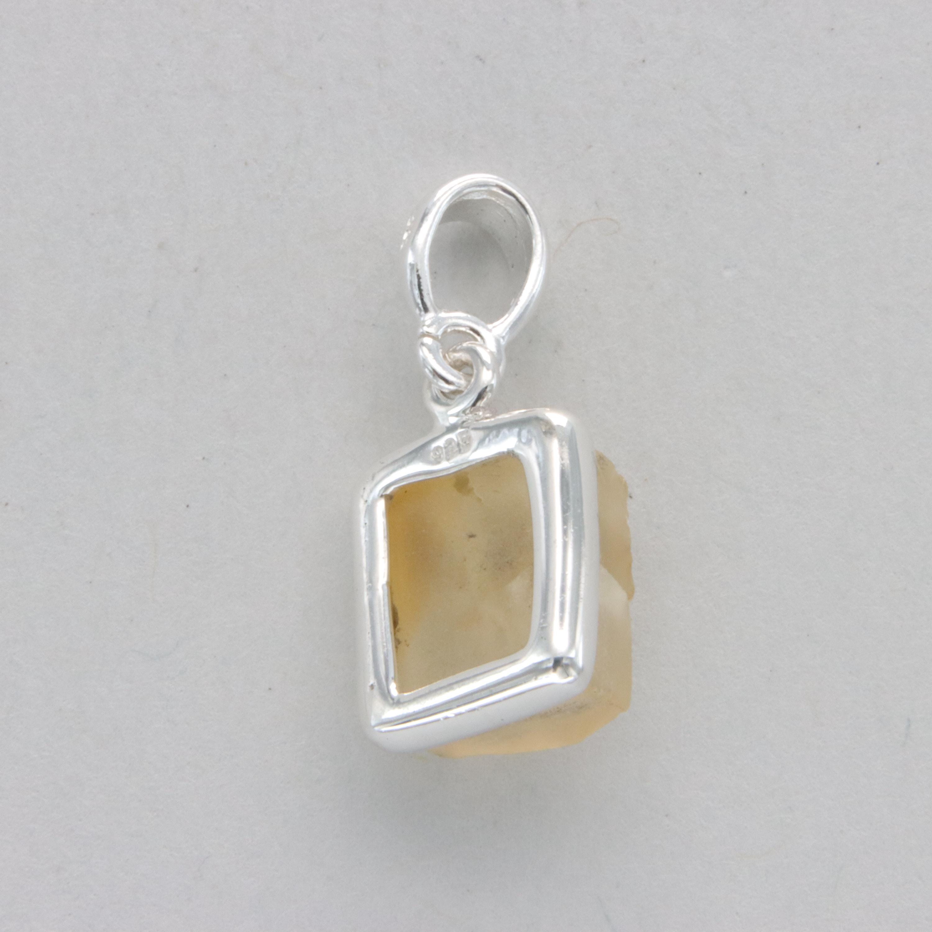 Pendentif Carré Argent 925 Avec Citrine 1,85 Ct Et Diamant - Chaine 18 Pouces