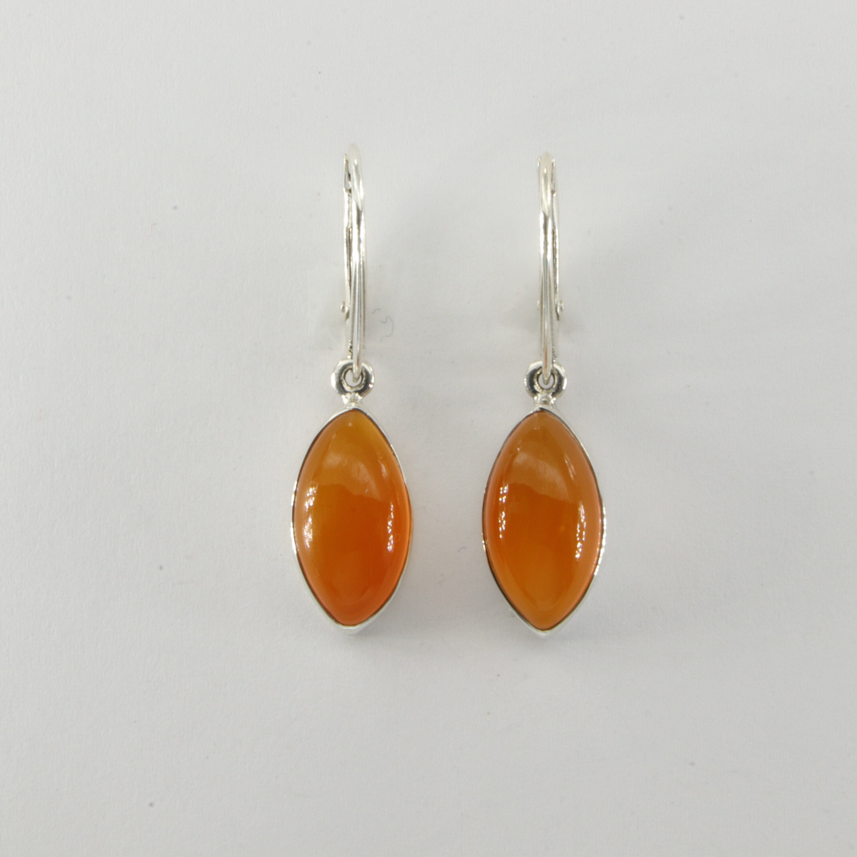 Boucles D'oreilles Clip Vintage En Argent Et Cornaline - Années 80 - Fabriqué En France