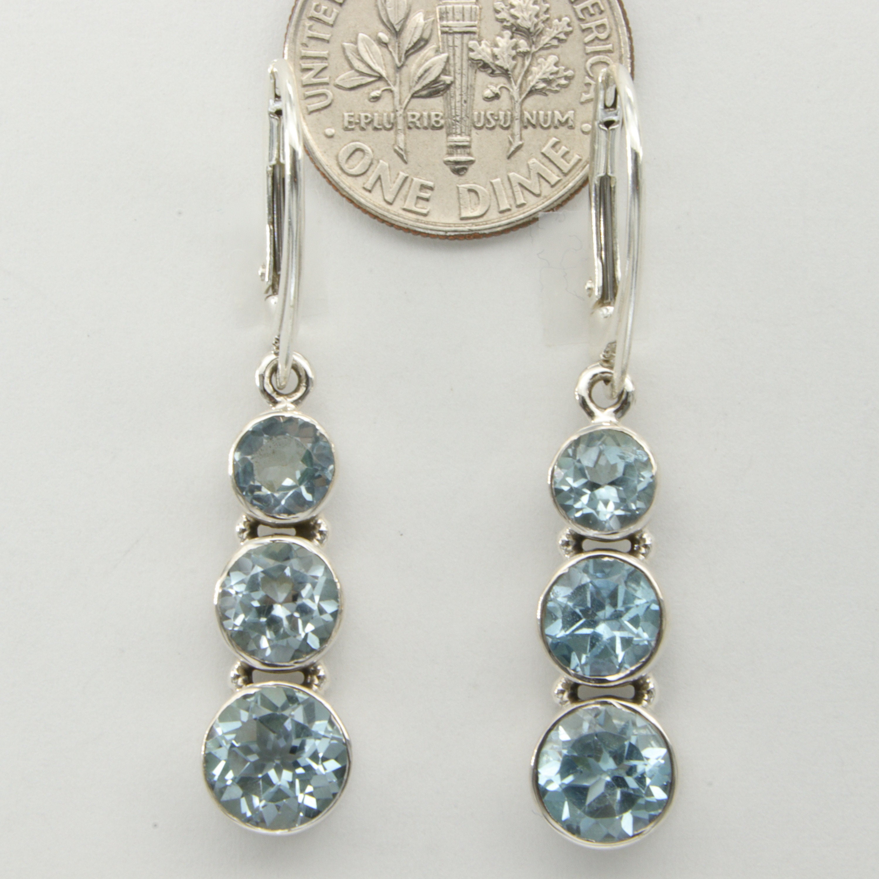 Swiss Blue Topaz, 925 Sterling Silver Leverback Earrings  925 Sterling Silver with 7.56 Cttw Swiss Blue Topaz Leverback Drop Earrings display picture 1