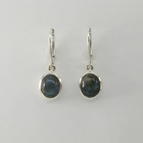 Silver Palace Orecchini Labradorite Naturale in Argento Sterling per Donna e Ragazza