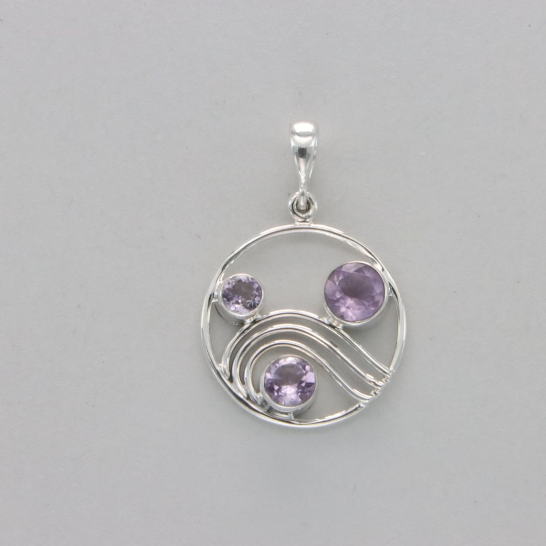 Collier Pendentif Améthyste Argent 925 Sterling Silver - Longueur 41-45 Cm, Thème Chakra - Neuf Avec étiquettes