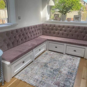 Upholstered Banquette Unit With Storage Drawers