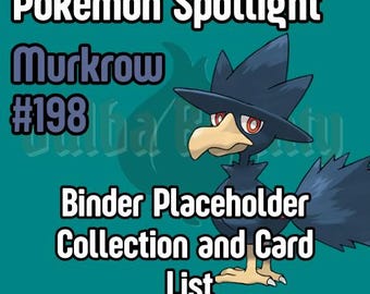 Printable Pokémon Spotlight Binder Placeholders & Tracker List - MURKROW | Pokémon Card Binder Filler | Digital Download