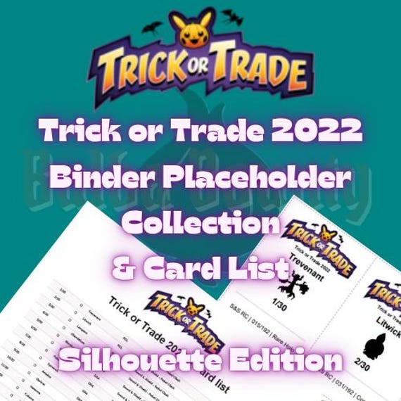 Printable Pokmon Trick or Trade 2022 Binder Placeholders and Card List.  Silhouette Edition! - Etsy