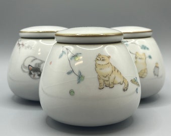 Custom Cat Urn-Cat Urn With Name&Date-Small Cat Urn-Ceramic Cat Urn-Cat Memorial-Pet Ashes Box-Pet Urn Cat-Urne Katze-Urne Pour Chat