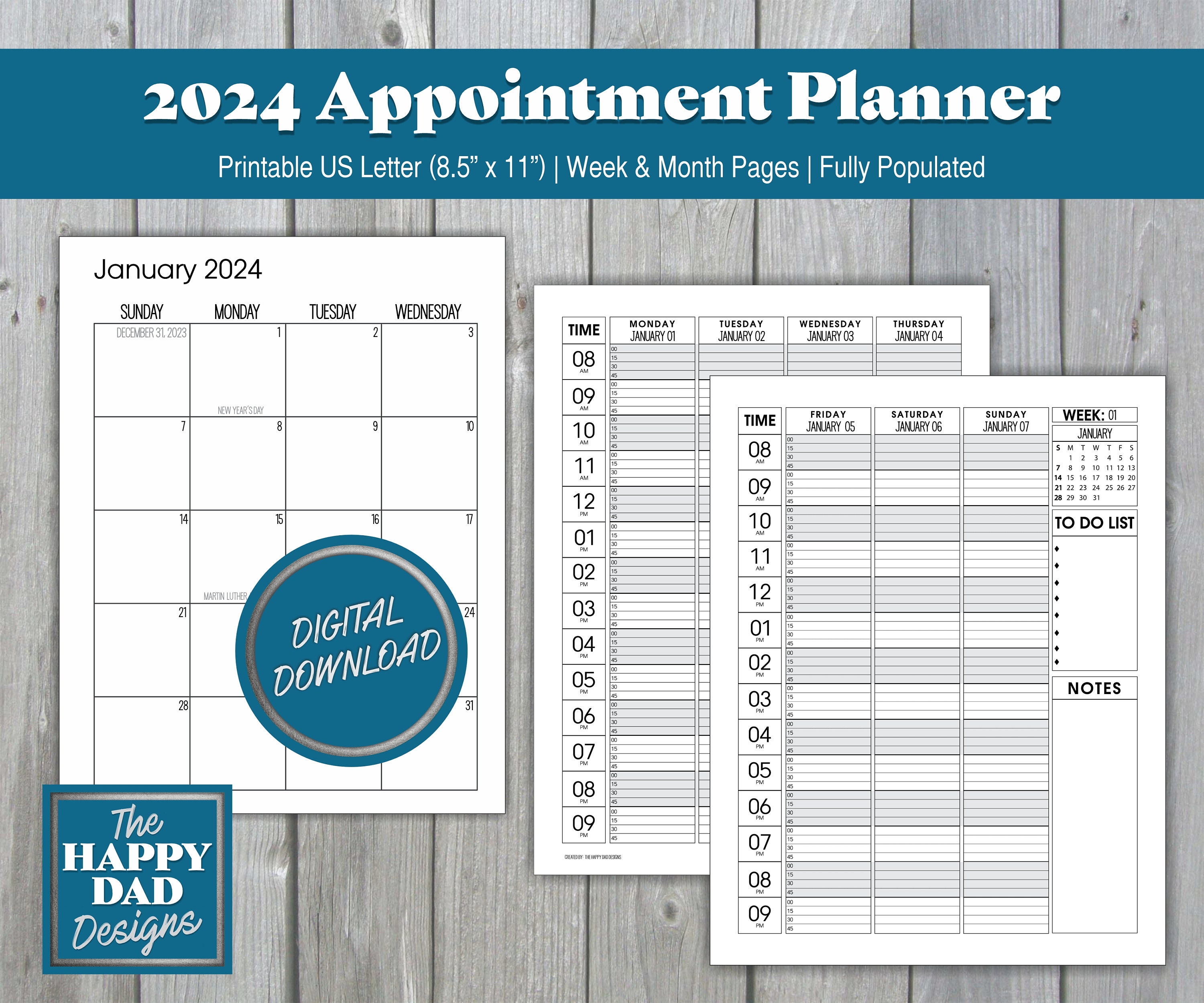 2024 Appointment Book 15 Minute Increments: Weekly and Daily Agenda with  Tabs & Hourly Schedule for Spas, Salon, Business or Personal | Colorful