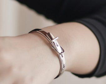 Zilveren riemarmband| Riem gesp armband | Zilveren armband verstelbare armband | Zilveren manchetarmband | Sterling zilveren manchet | Cadeau voor haar