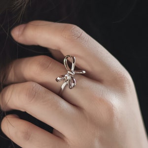 Silver Bow Ring| Bow Ring| Ribbon Ring|Sterling Silver Ring|Minimalist Ring| Adjustable Ring| Statement Ring| Tarnish Free Ring|Gift For Her