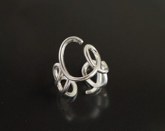 Anello d'amore d'argento/Anello di script d'amore/Anello d'argento Sterling/Anello lettera d'amore/Anello minimalista/Anello regolabile/Anello dichiarazione/Regalo per lei