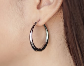 Silver Hoop Earrings| Large silver hoops| Silver Large Hoop Earrings| Minimalist Earrings| Everyday Earrings| Gift For Her| Tarnish Free