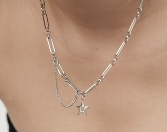 Silver Star Pendant Necklace| Silver Star Necklace | Punk Necklace| Unisex | Tarnish Free