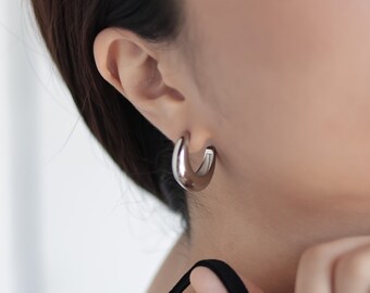 Aros de plata/Aros gruesos/Aros pequeños de plata/Aros minimalistas/Aros para uso diario/Aros llamativos/Sin deslustre