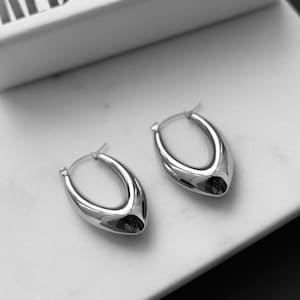 Silver Hoop Earrings |Chunky Silver Hoops |Thick Silver Hoops |Lightweight Hoops |Simple Hoop Earrings |Statement Earrings |Gift For Her