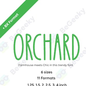 Orchard Digital Embroidery Font Alphabet | 6 sizes | Instant Download BX Font | PES + 9  formats Farmhouse Style