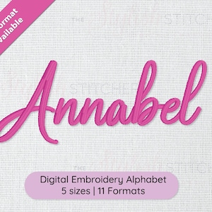 Annabel Cursive Embroidery Font; 5 sizes, instant download BX Font | PES + 9 other formats Script