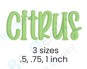 Citrus Digital Embroidery Font Alphabet 3 sizes Instant Download BX Font | PES + 9  formats
