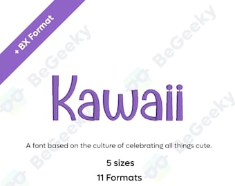 Kawaii Digital Embroidery Font Alphabet, based on the culture of cute | Instant Download BX Font | PES + 9  formats