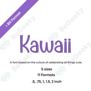 Kawaii Digital Embroidery Font Alphabet, based on the culture of cute | Instant Download BX Font | PES + 9  formats