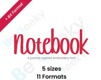 Notebook Digital Embroidery Font Alphabet - 5 sizes | Instant Download |  BX Font | PES + 9  formats
