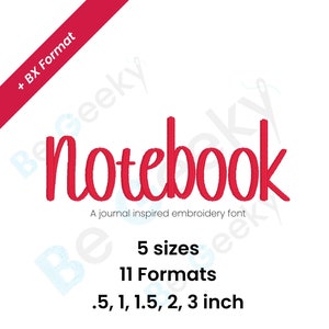 Notebook Digital Embroidery Font Alphabet - 5 sizes | Instant Download |  BX Font | PES + 9  formats