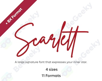 Scarlett Cursive Embroidery Font, 4 Sizes  Instant Download | BX Font | PES + 9 formats