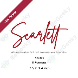 Scarlett Cursive Embroidery Font, 4 Sizes  Instant Download | BX Font | PES + 9 formats