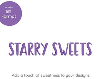Starry Sweets Digital Embroidery Font Alphabet 3 Sizes | Instant Download BX Font | PES + 9 formats
