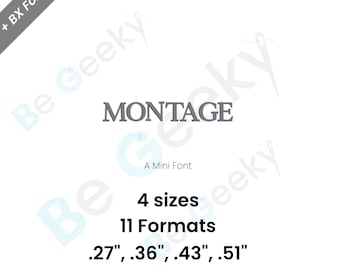 BX Font Montage Small Digital Embroidery Font A to Z,  4 sizes, instant download