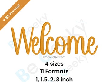 Welcome Script Digital Embroidery Font Alphabet Instant Download BX Font | PES + 9  formats