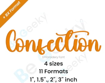 Confection Digital Embroidery Font  Alphabet 4 sizes | Instant Download BX Font | PES + 9  formats | Script