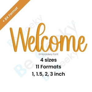 Welcome Script Digital Embroidery Font Alphabet Instant Download BX Font | PES + 9  formats