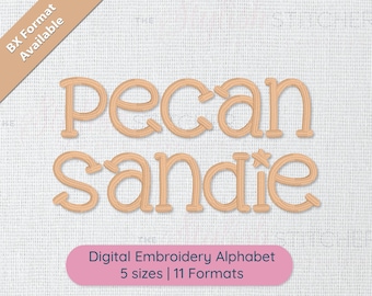 Pecan Sandie Serif Block Font  Embroidery Font Alphabet; 5 sizes, instant download BX Font | PES + 9 other formats